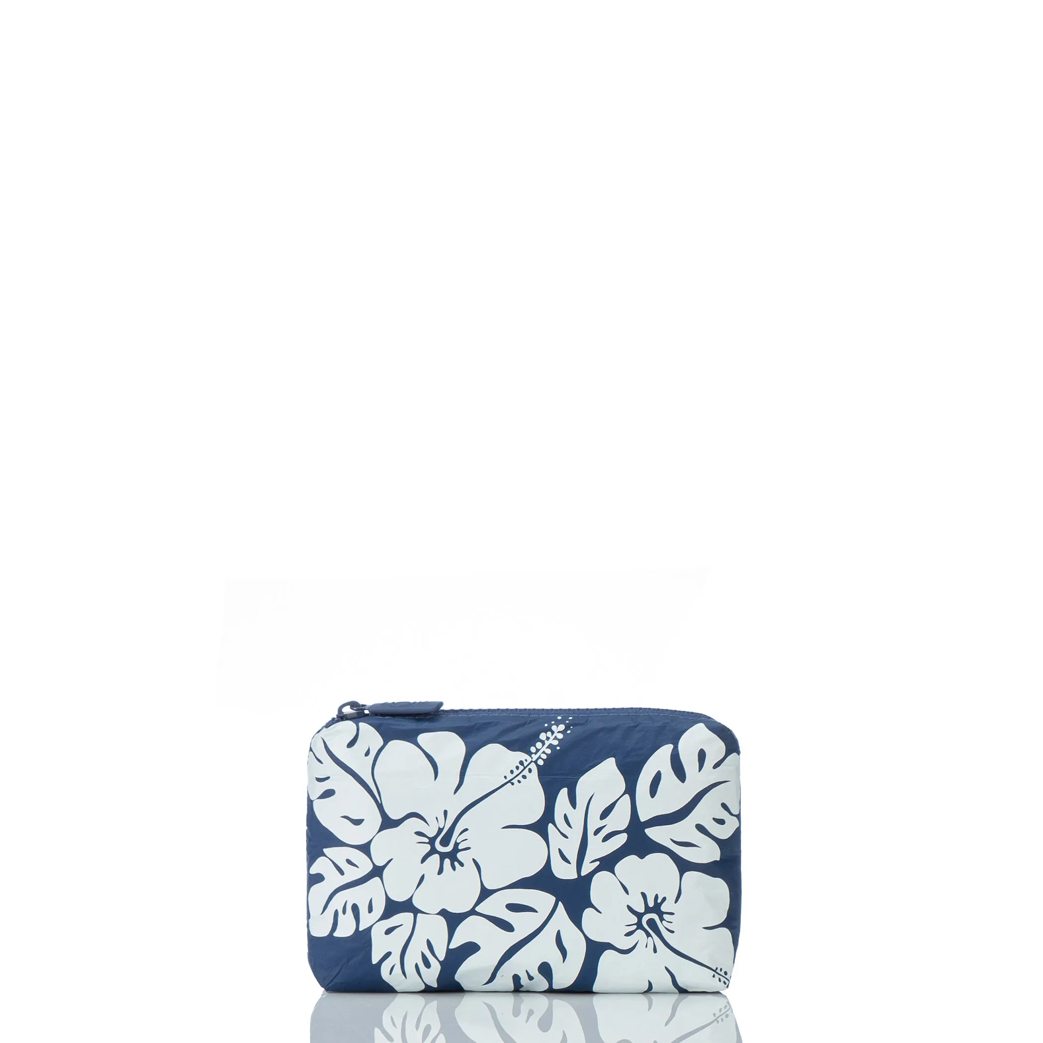 Big Island Hibiscus Mini Pouch / White/Navy