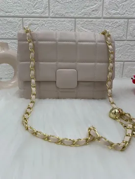 Cream Quilted Shoulder Bag