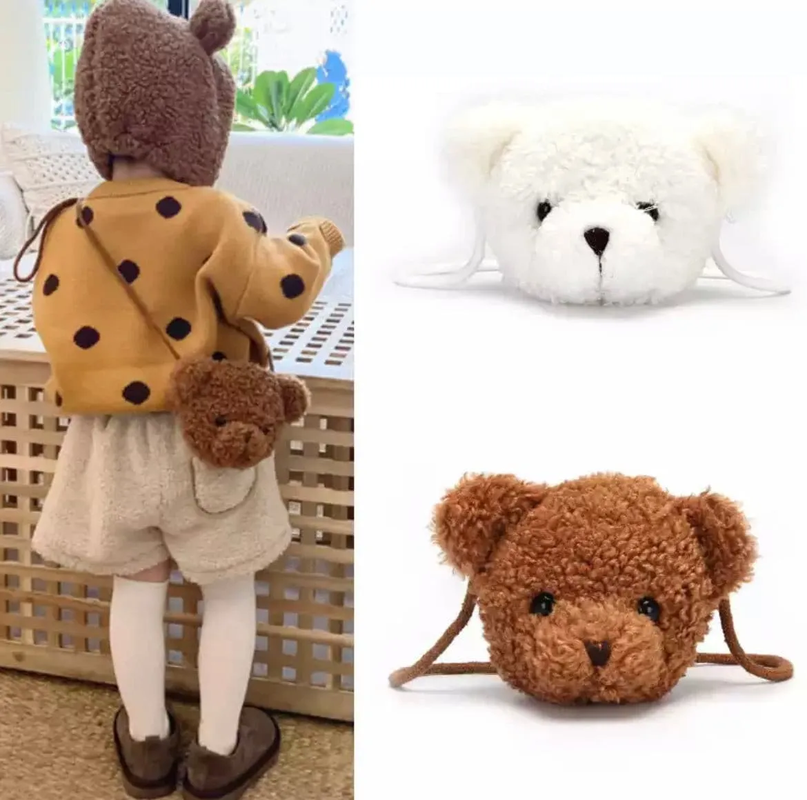Fuzzy Bear Kids Crossbody bag - Little Girls Teddy Purse Bag