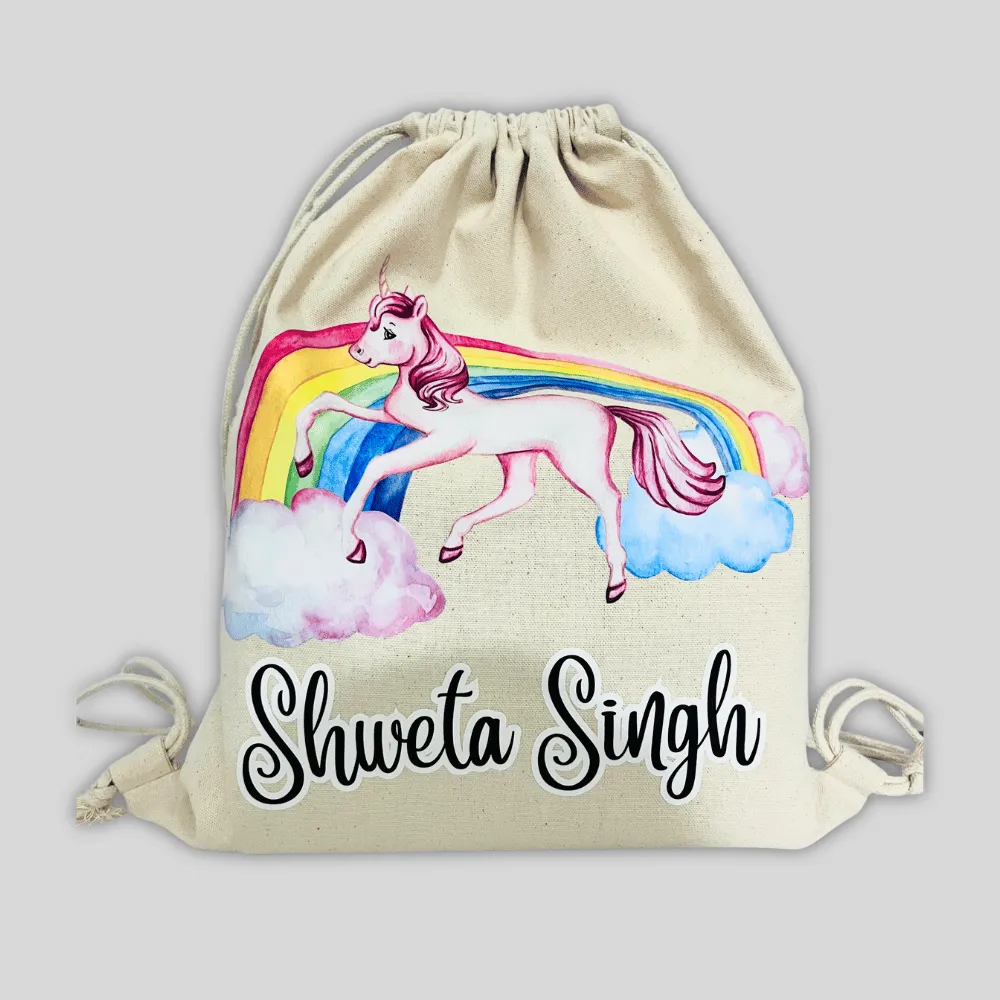 Rainbows & Unicorns Drawstring Bag (Canvas)