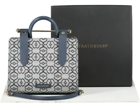 Strathberry Blue Nano Monogram Tote in Box