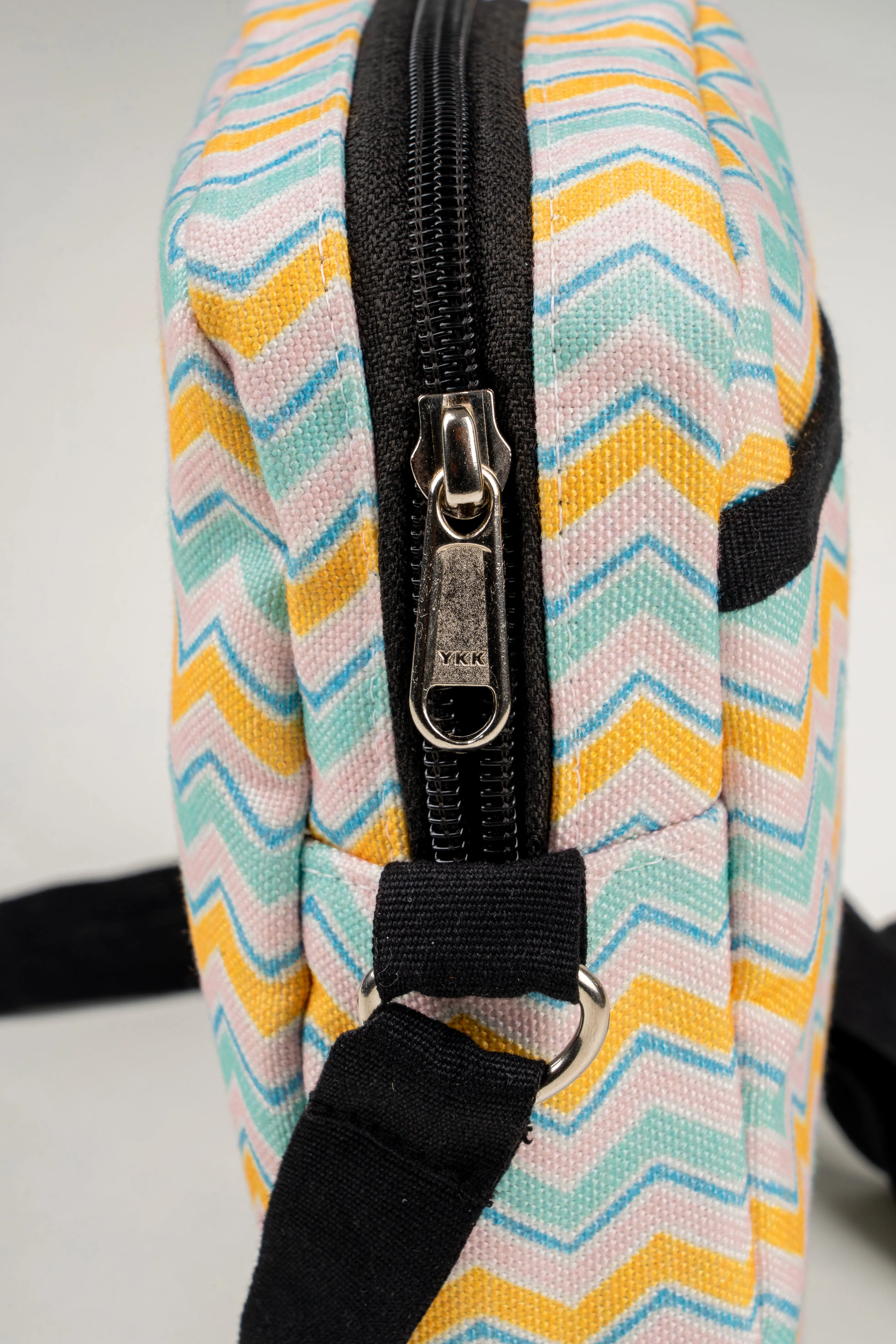 Unisex Box Wave Stripe Printed rPET Sling Bag