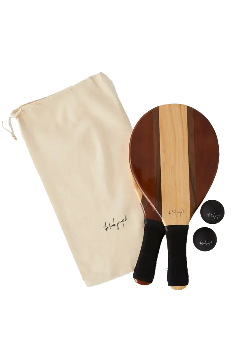Wooden Paddle Bat & Ball Set